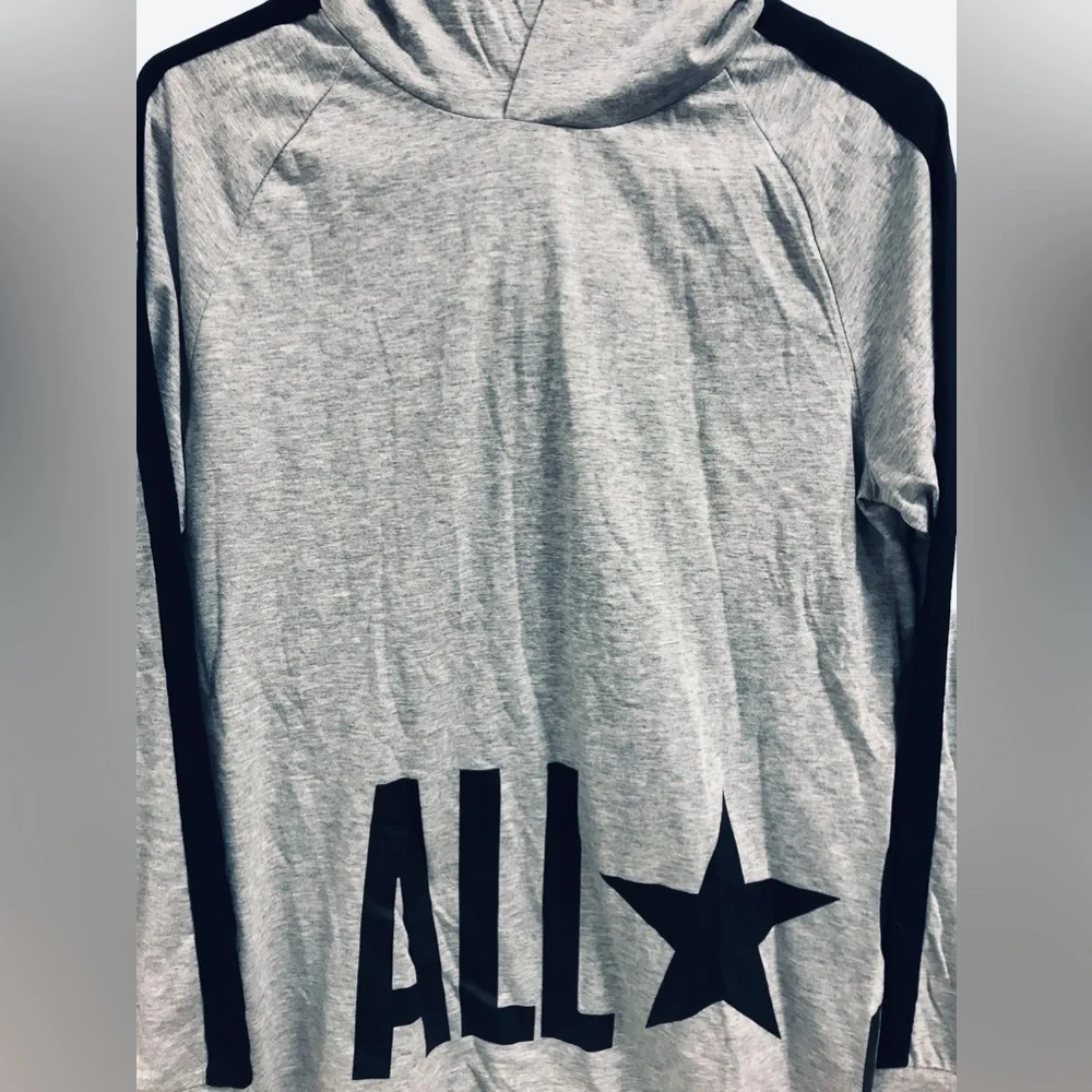 Converse All Star Cotton Long Sleeve Shirt with Hood Heather Gray Boys Size XL